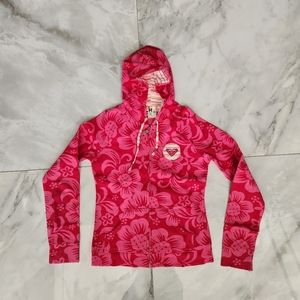 ROXY zip hoodie tropical pink floral size M